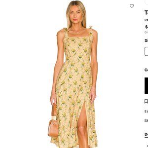 PAIGE TAMIKA DRESS - YELLOW (BUTTER MULTI) WORN ONCE - SIZE SMALL